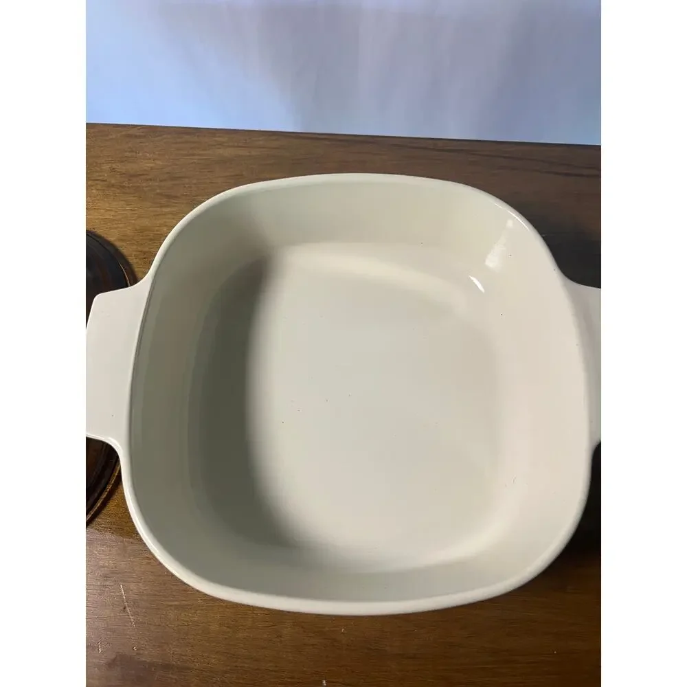 Vintage Corning Ware Abundance A-2-B 2 Qt Casserole Dish with Amber Pyrex Lid